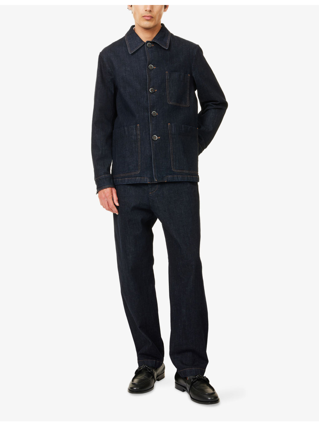 Patch-Pocket Long-Sleeve Denim Overshirt - 2