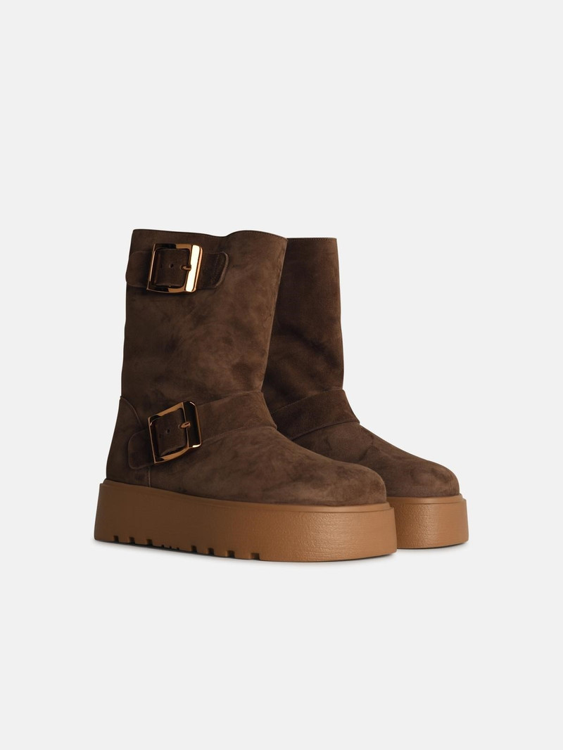 CASADEI 'ALE' BROWN SUEDE BLEND ANKLE BOOTS outlook