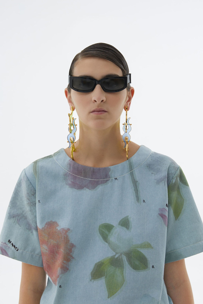 DENIM BOXY TOP WITH FLOWER PRINT 5