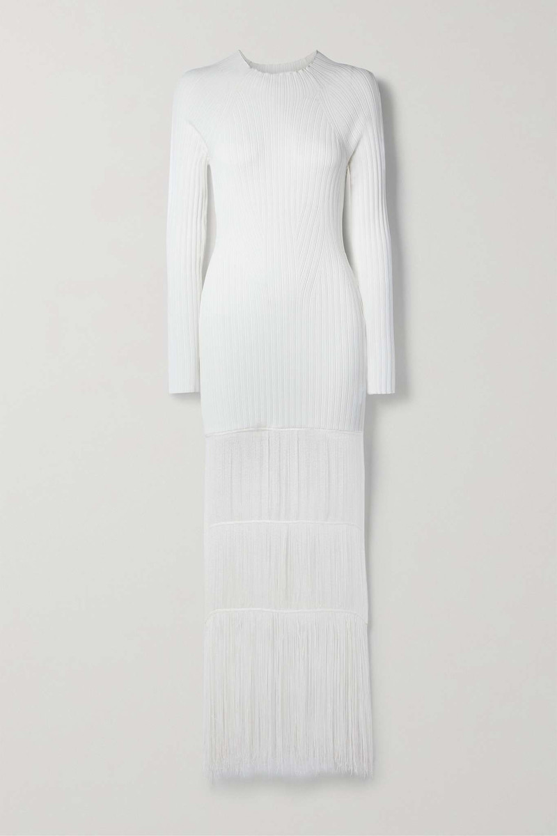Cedar fringed ribbed-knit maxi dress 1