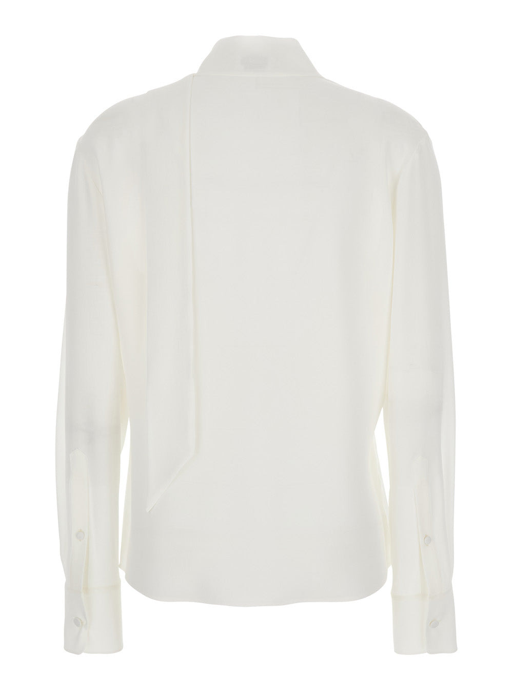 Alexander Mcqueen Women White Blouse With Scarf Detail On The Front In Silk Woman - 2