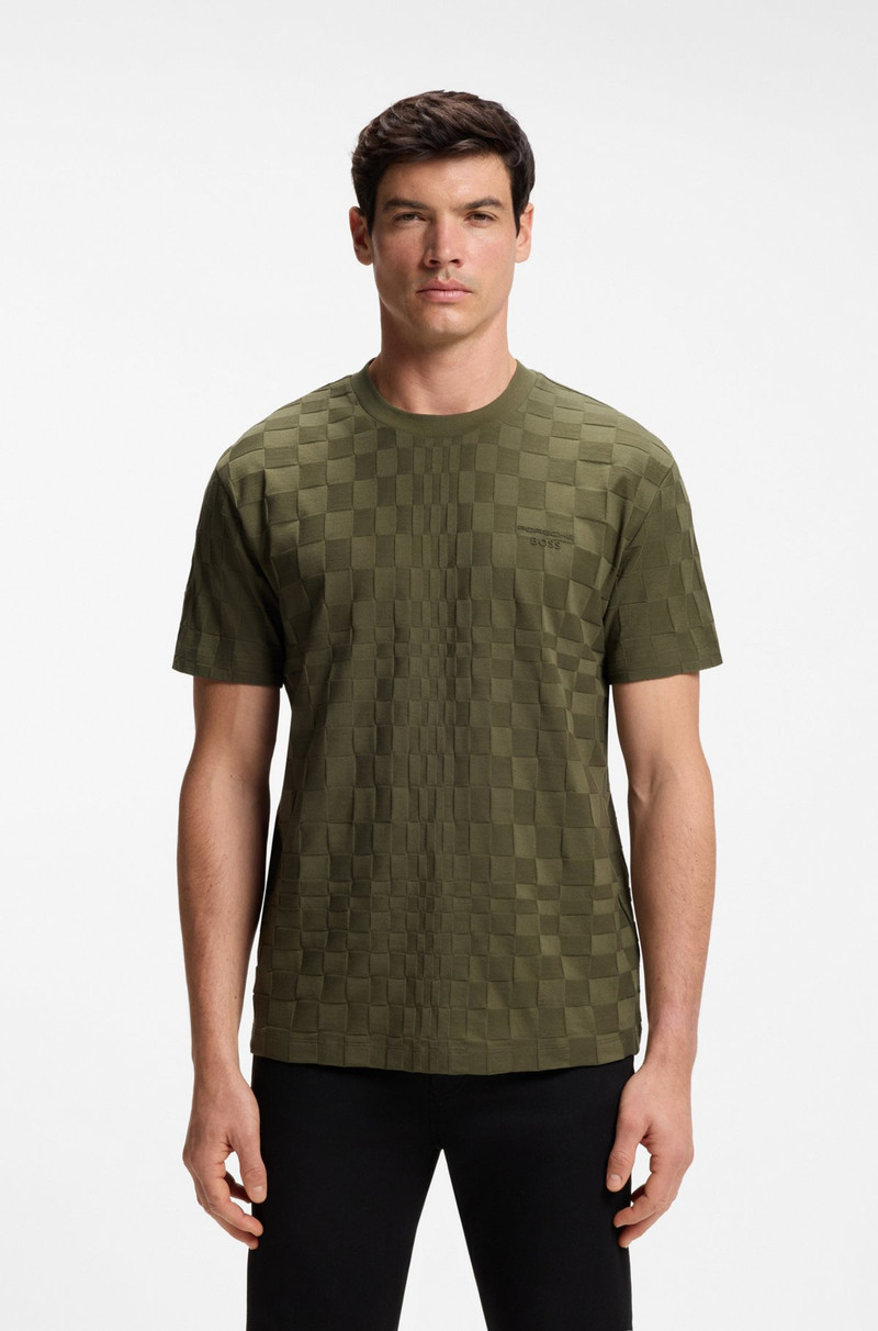 PORSCHE X BOSS RELAXED-FIT T-SHIRT IN COTTON JACQUARD 2