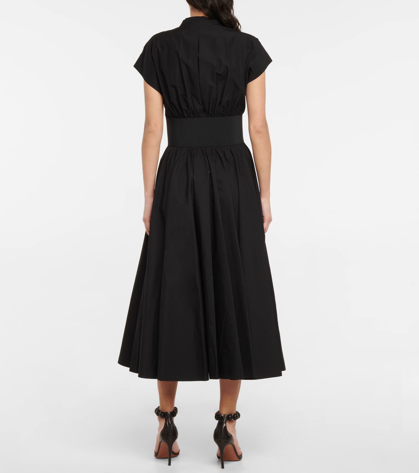 Belted cotton poplin midi dress - 3