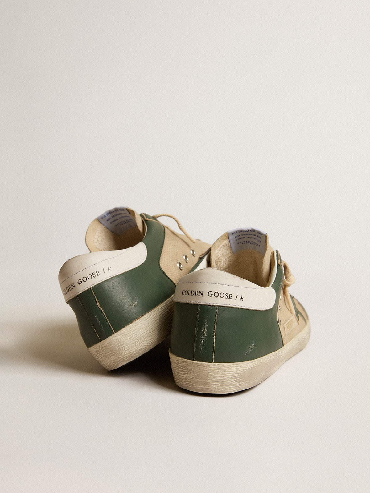 Super-Star LTD in cream mesh and green nappa with nappa star - 5