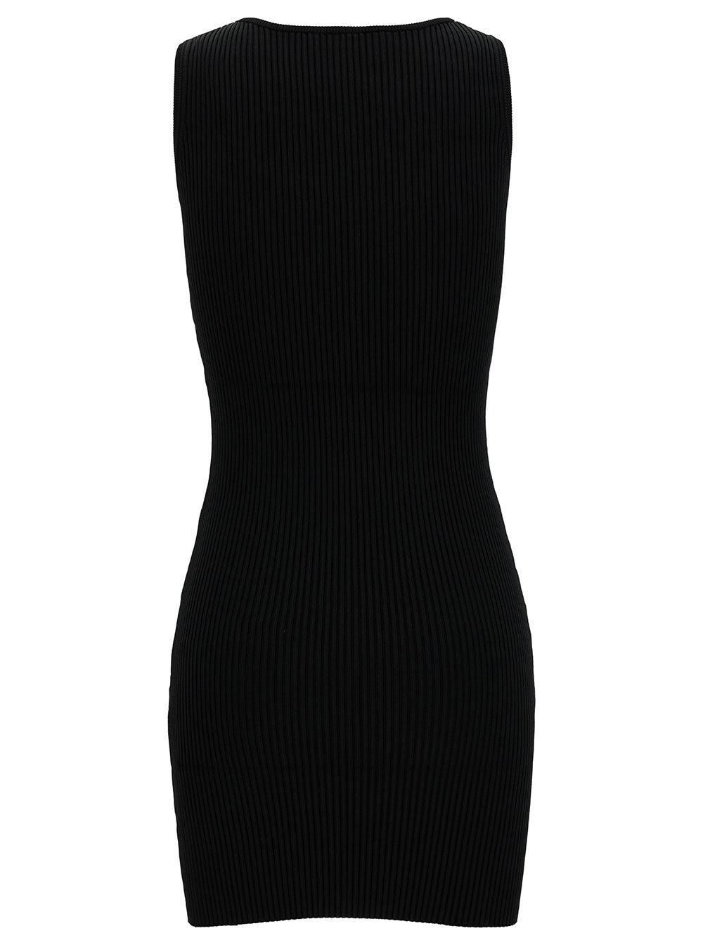 Coperni Women Mini Black Dress With Cut-Out And Logo Detail In Ribbed Viscose Woman - 2