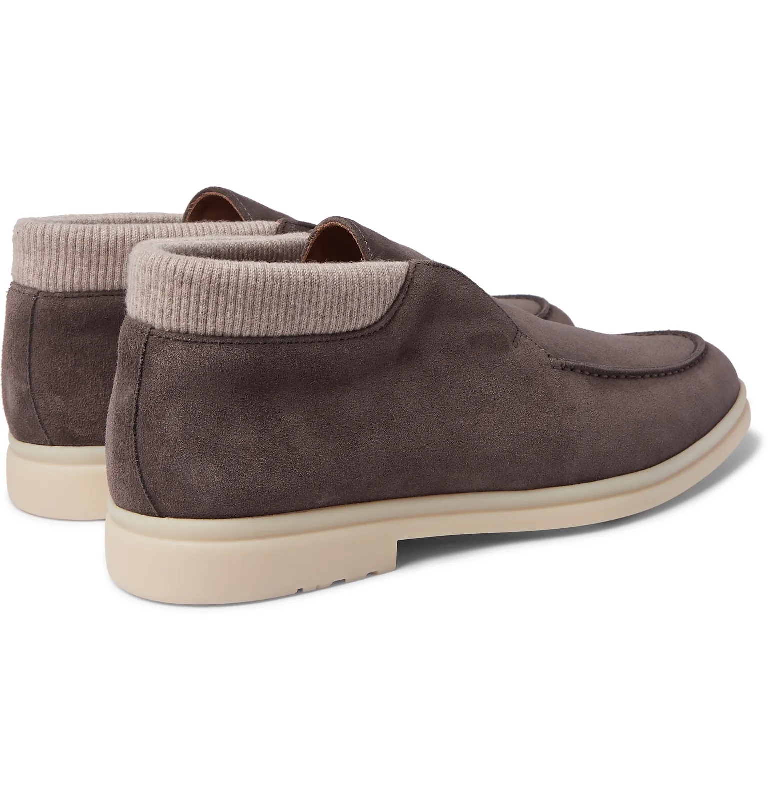 Open Wintery Walk Cashmere-Trimmed Suede Boots - 6