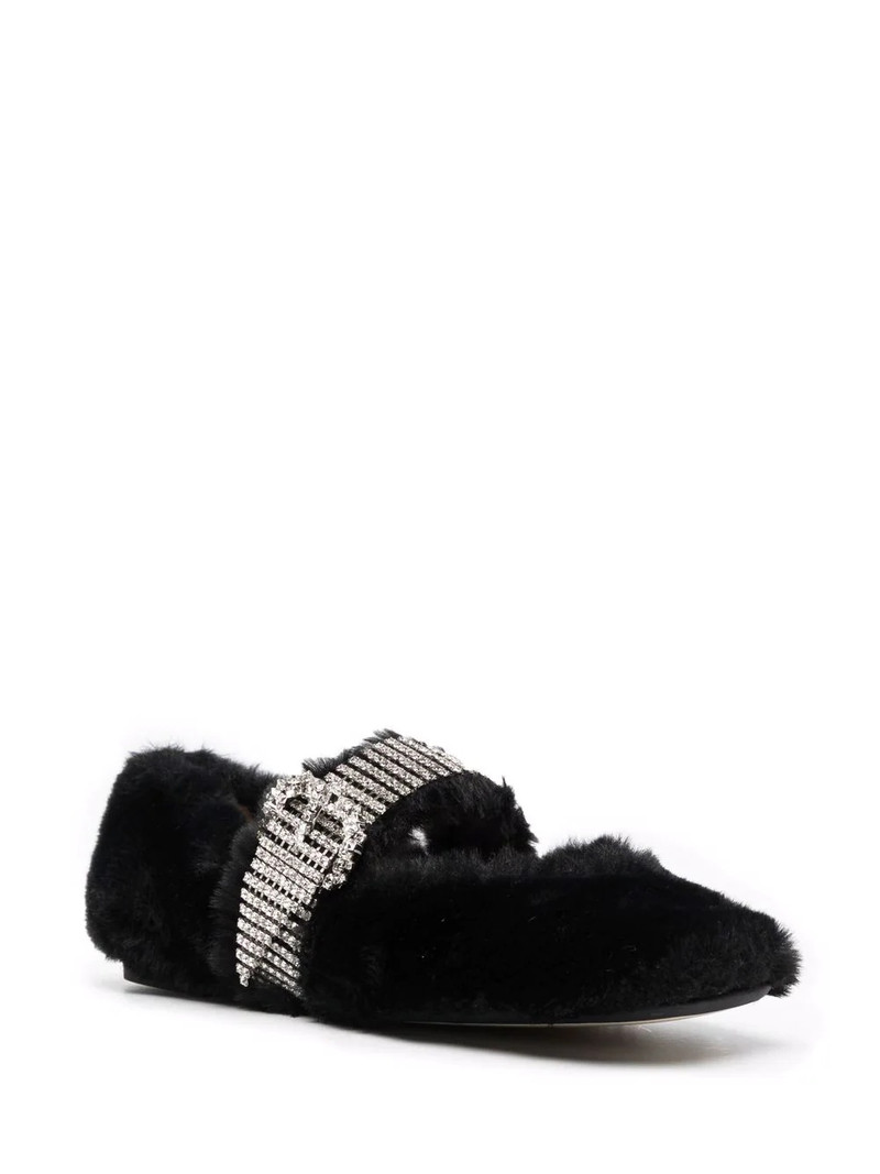 JIMMY CHOO Krista faux-fur ballerina shoes outlook