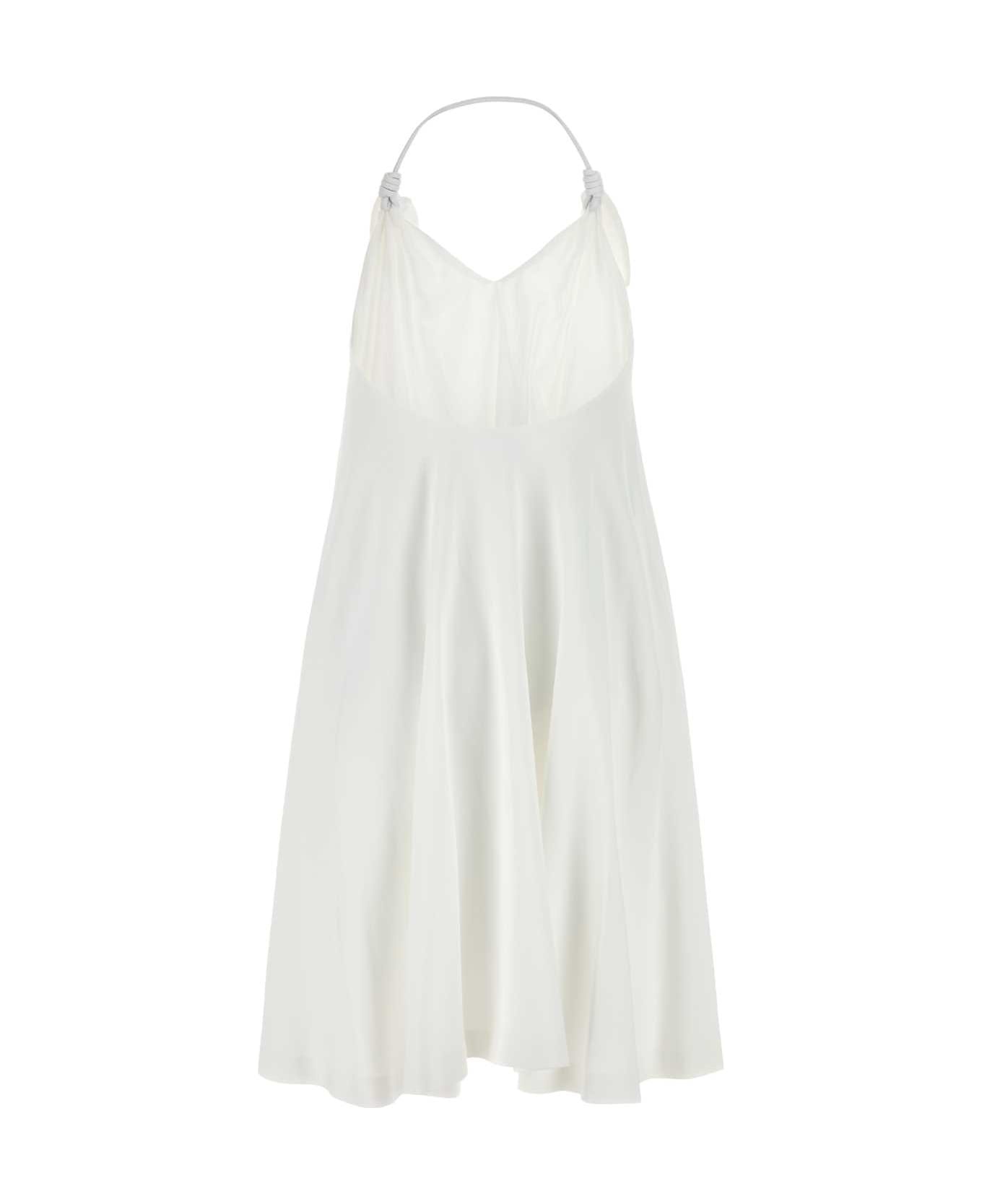 White Stretch Crepe Flamenco Dress - 2