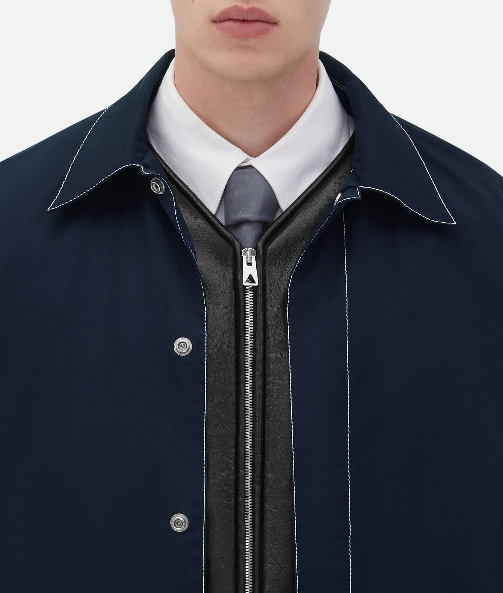 Tech Nylon Blouson With Leather Integrated Gilet - 9