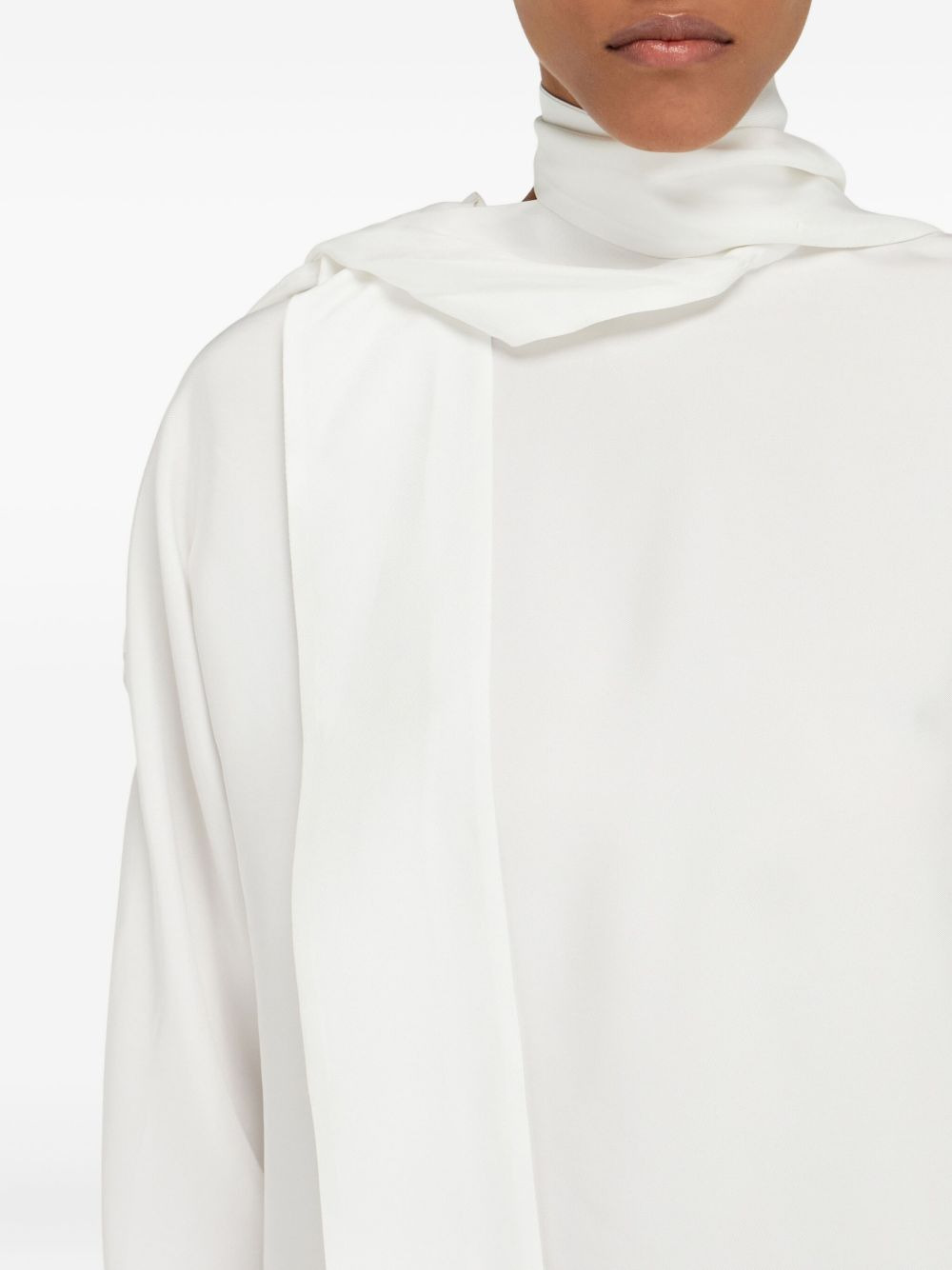 high-neck draped-back mini dress - 4