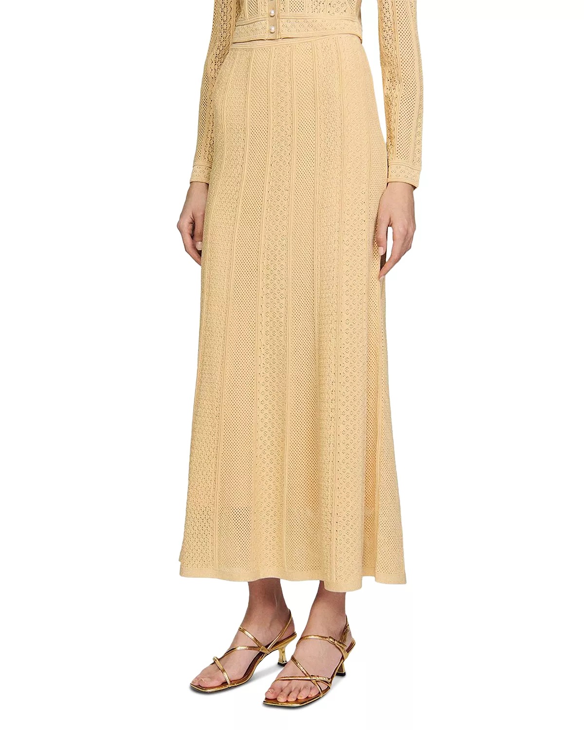Pointelle Knit Maxi Skirt - 1