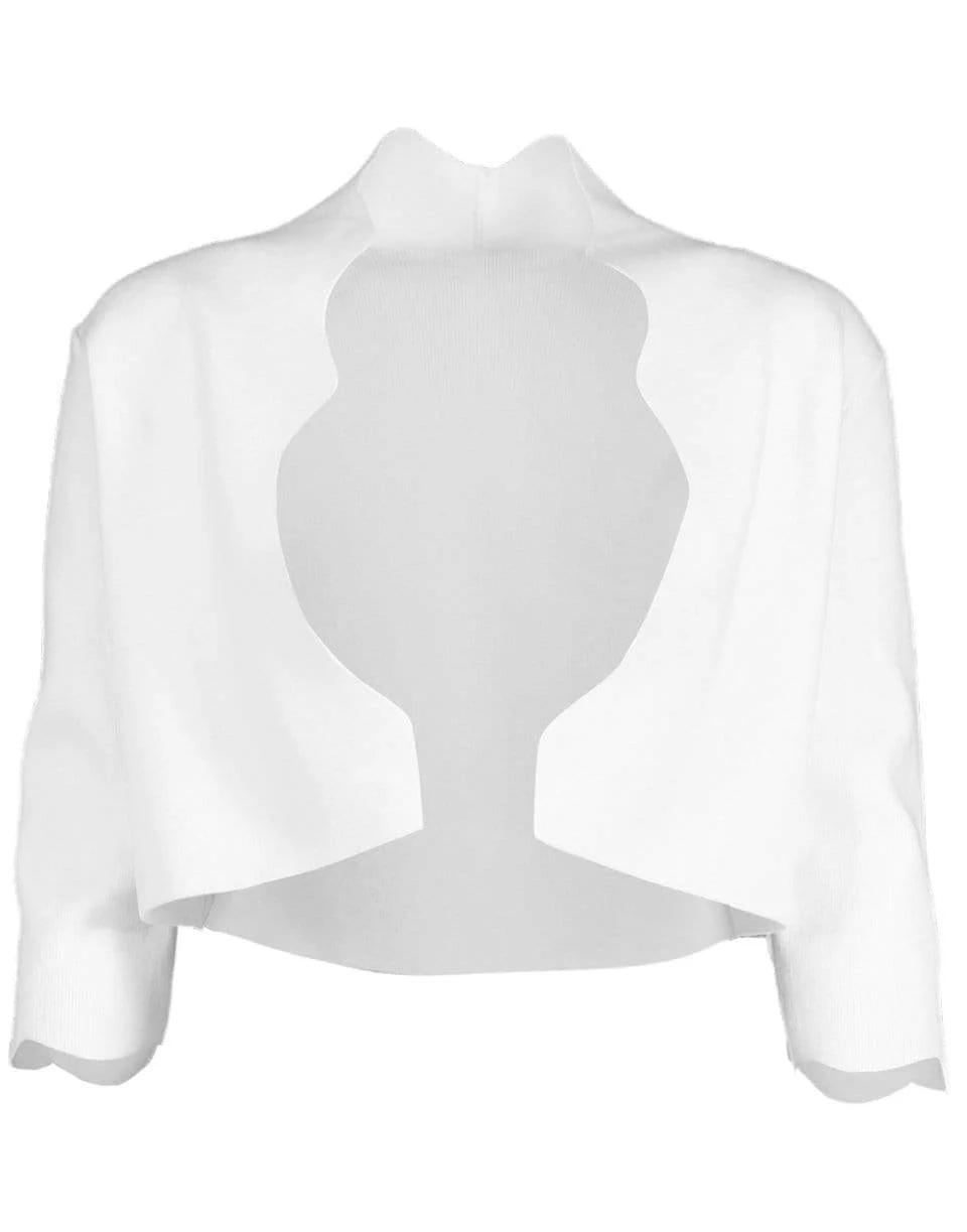 Scallop Knit Bolero - White - 1