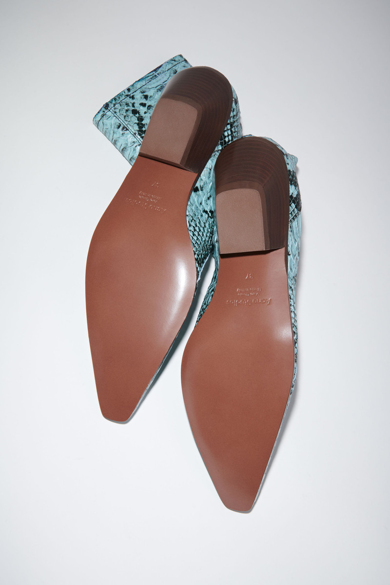 Snake print leather ankle boots - Light blue 4