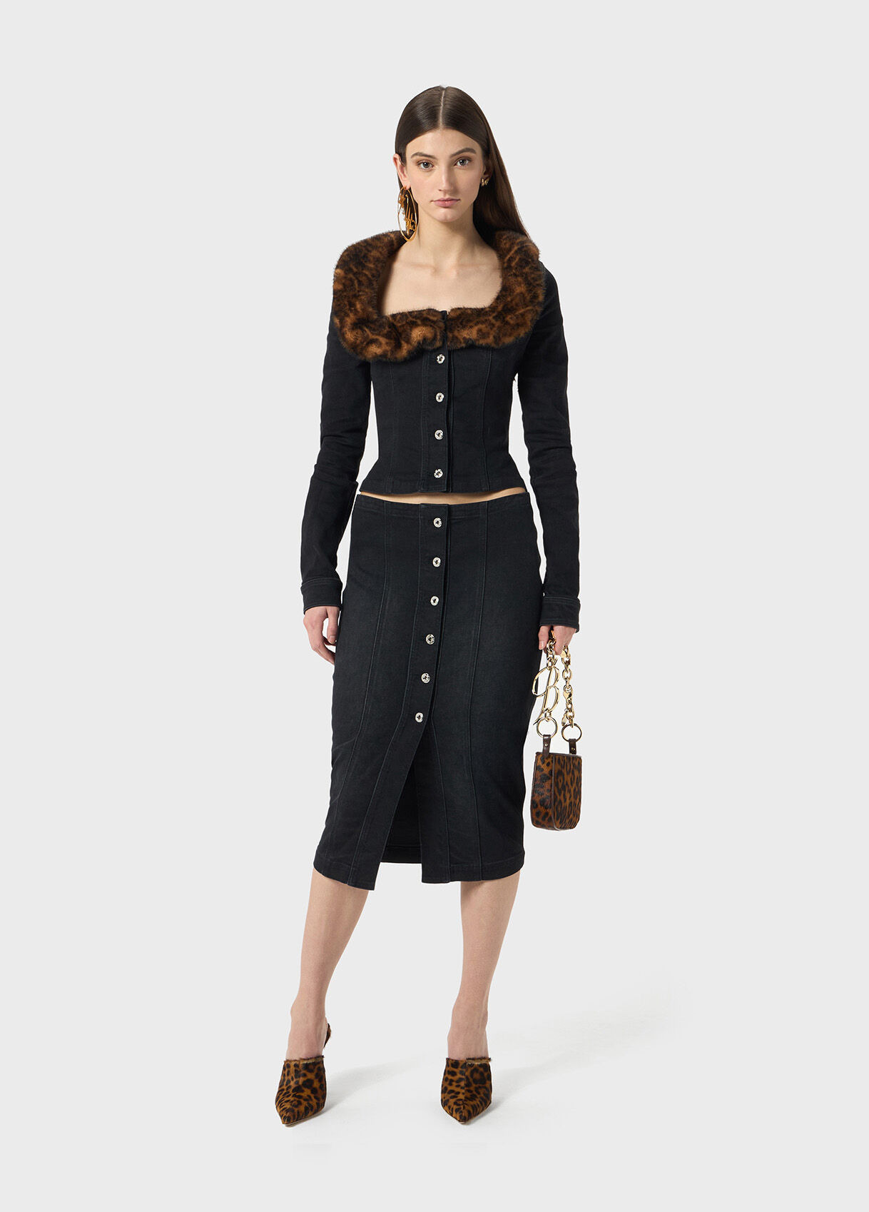 DENIM SKIRT WITH LOGO PRINT - 5