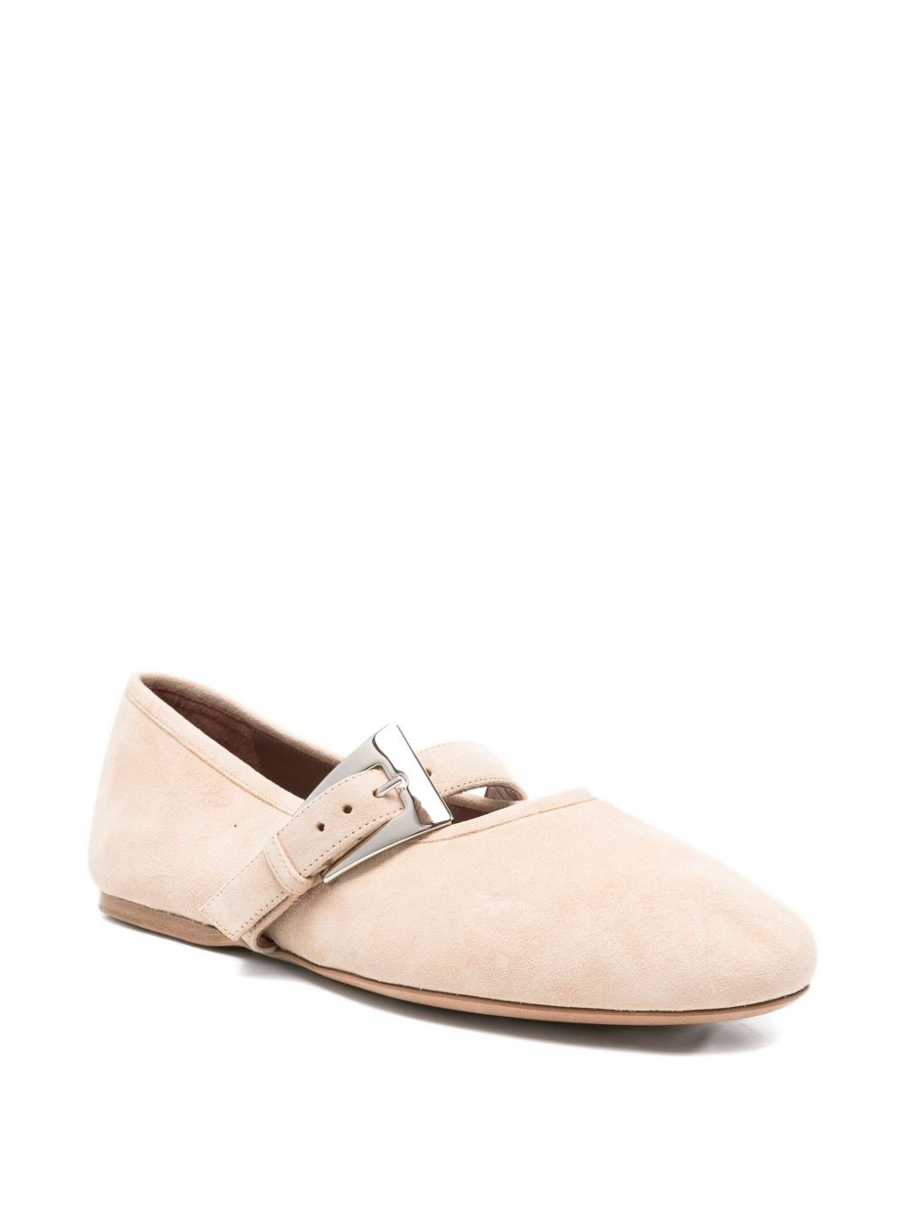 buckle-strap suede flats - 2