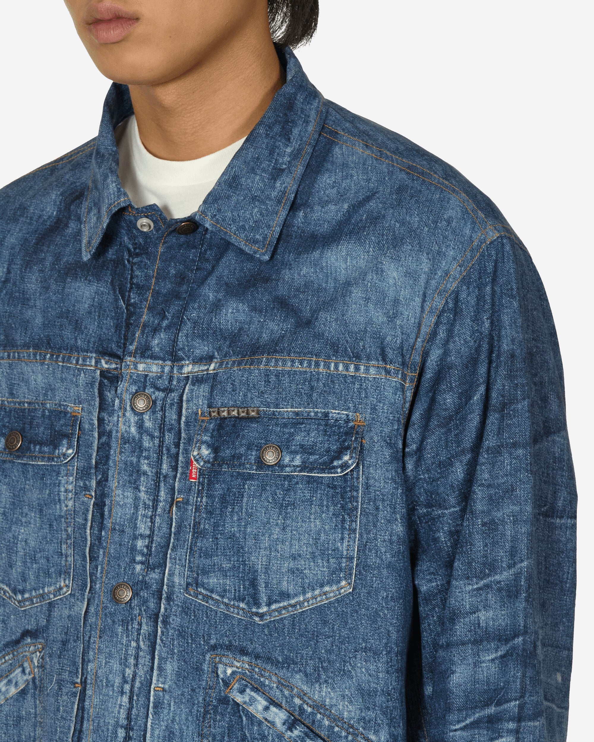 Vintage Denim Transcription Trucker Jacket Indigo - 5