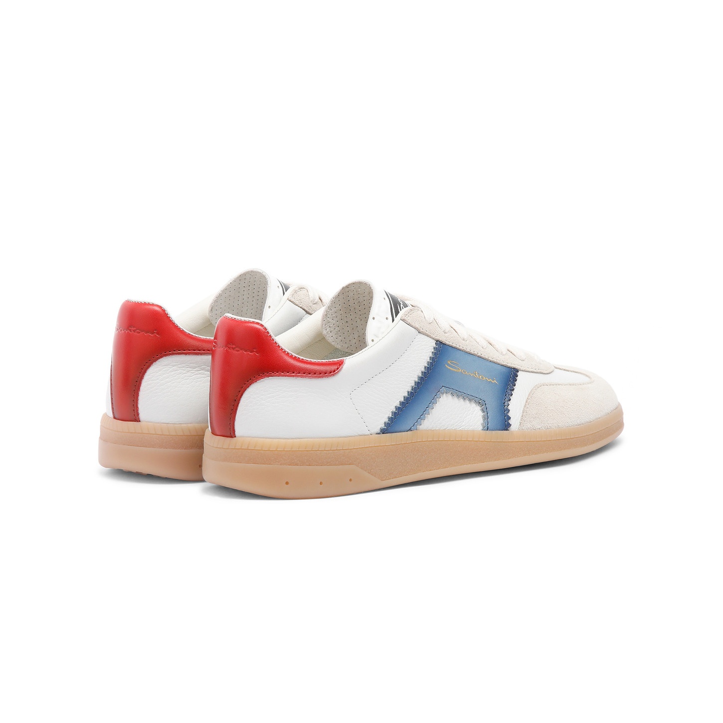 Women's white, blue and red leather and suede DBS Oly sneaker - 4
