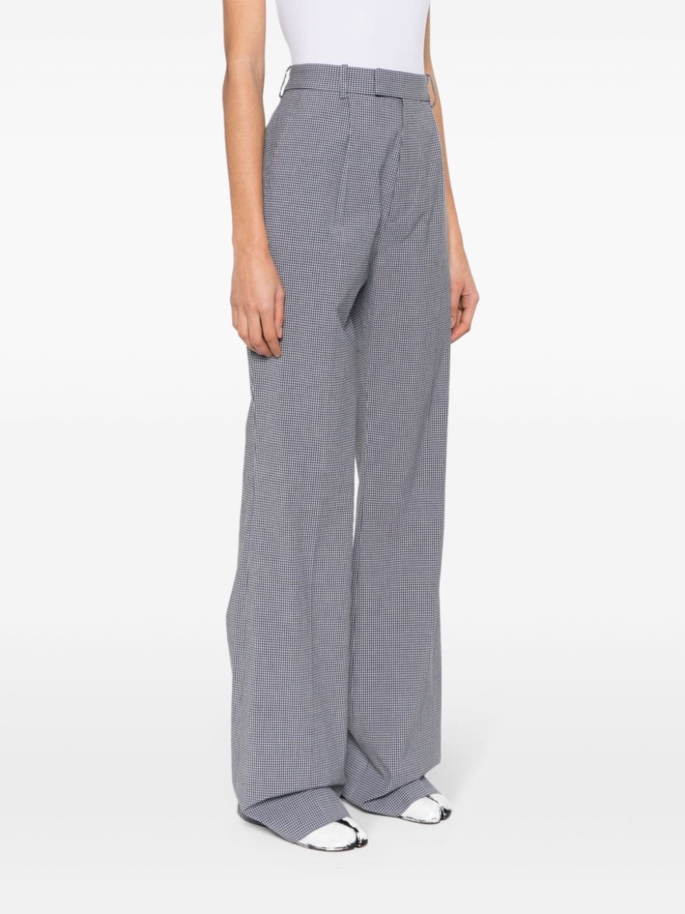 gingham-pattern flared trousers - 3