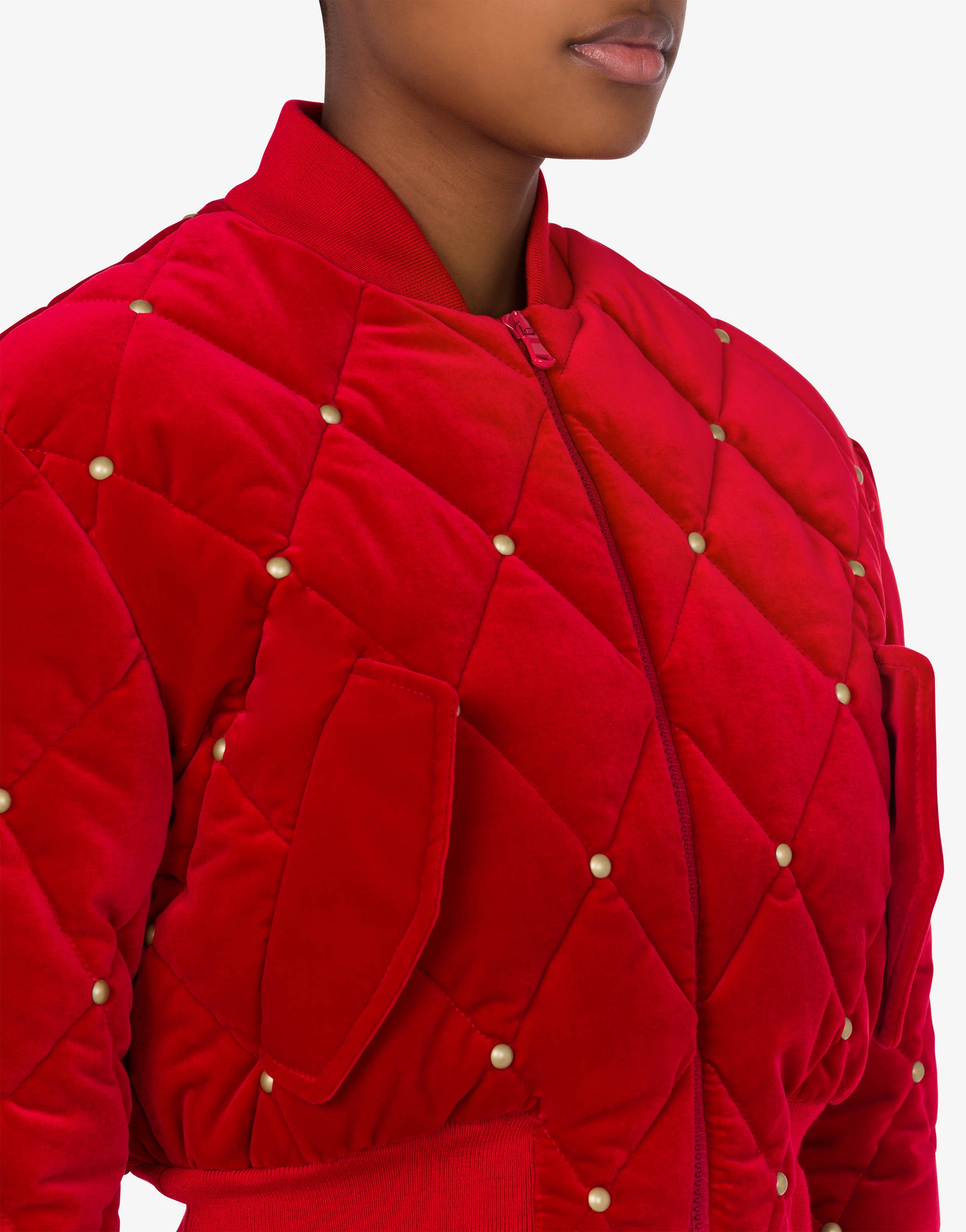 QUILTED VELVET BOMBER JACKET - 4