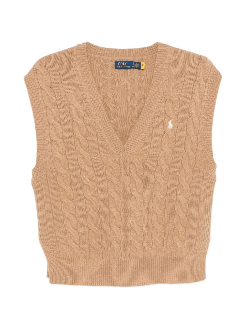 cable-knit V-neck sleeveless sweater - 1