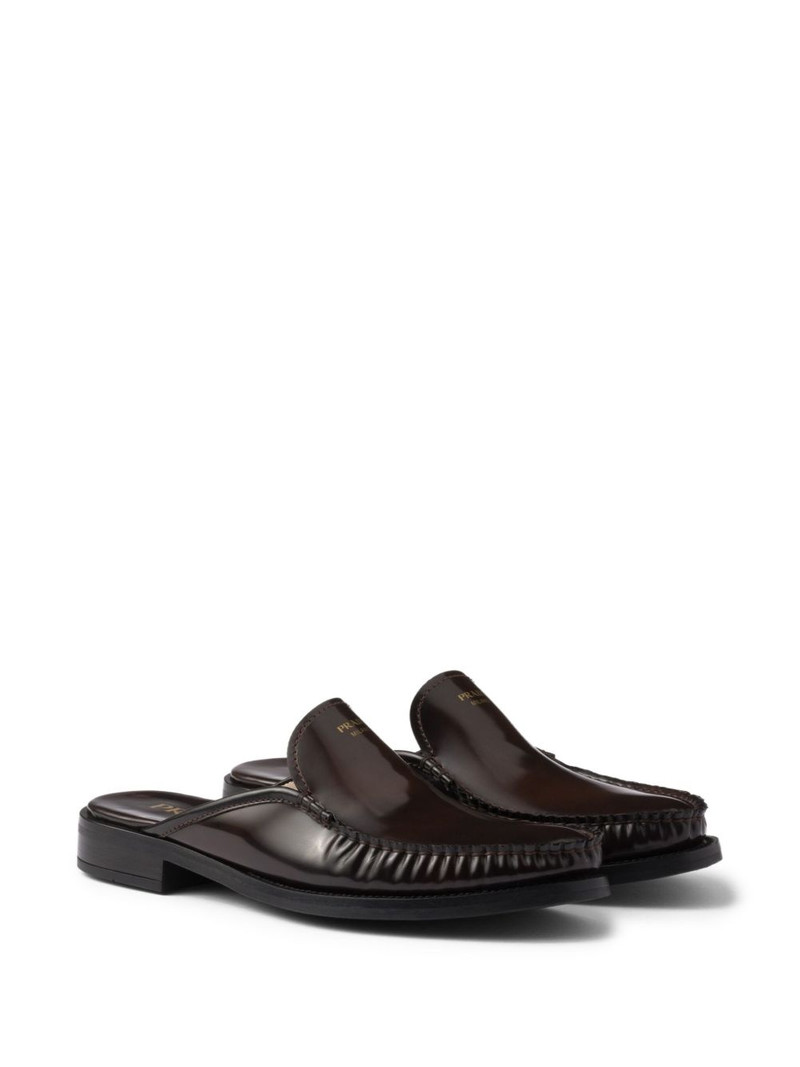 Prada logo-plaque leather mules outlook