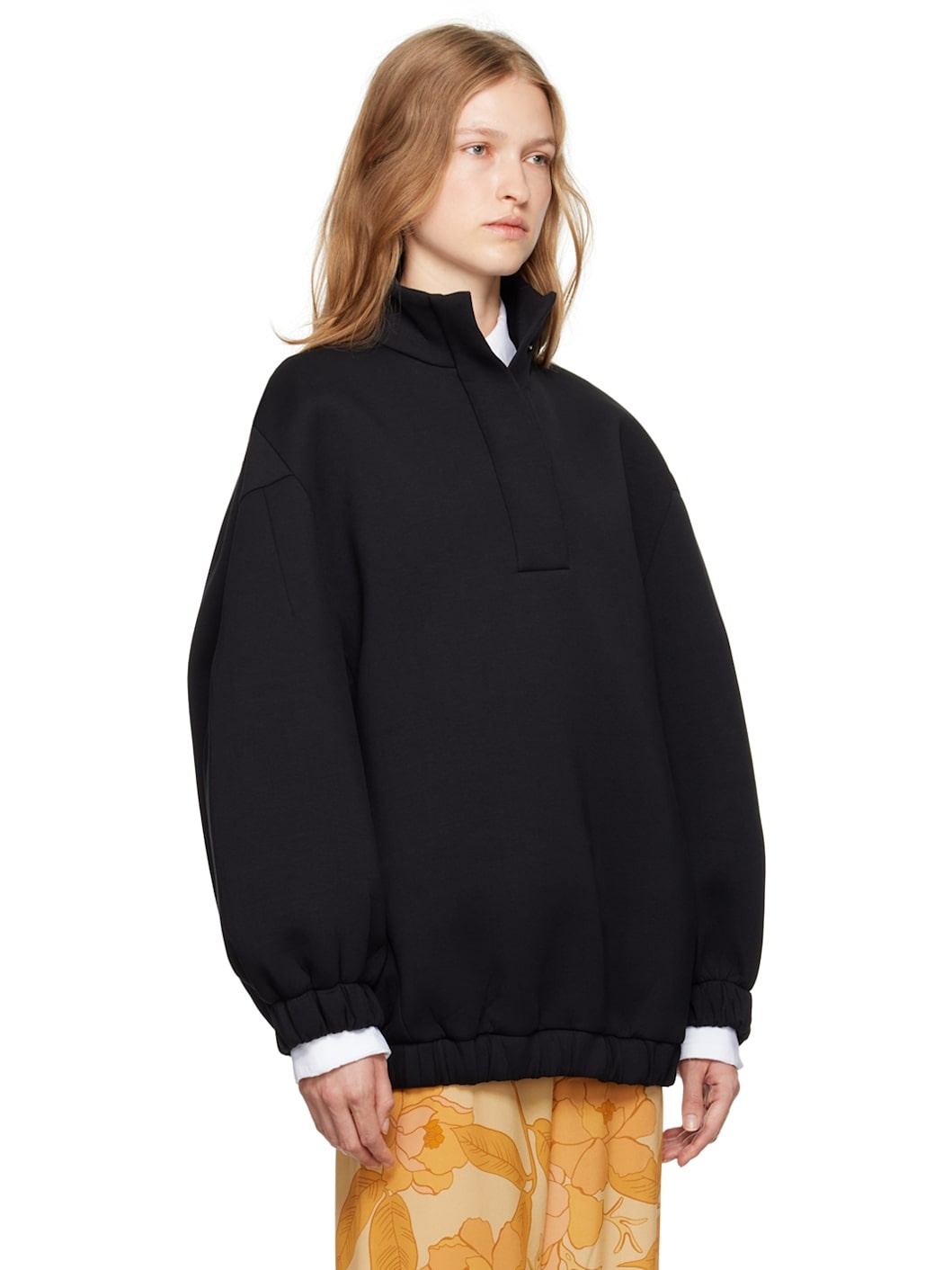 Black Stand Collar Sweatshirt - 2