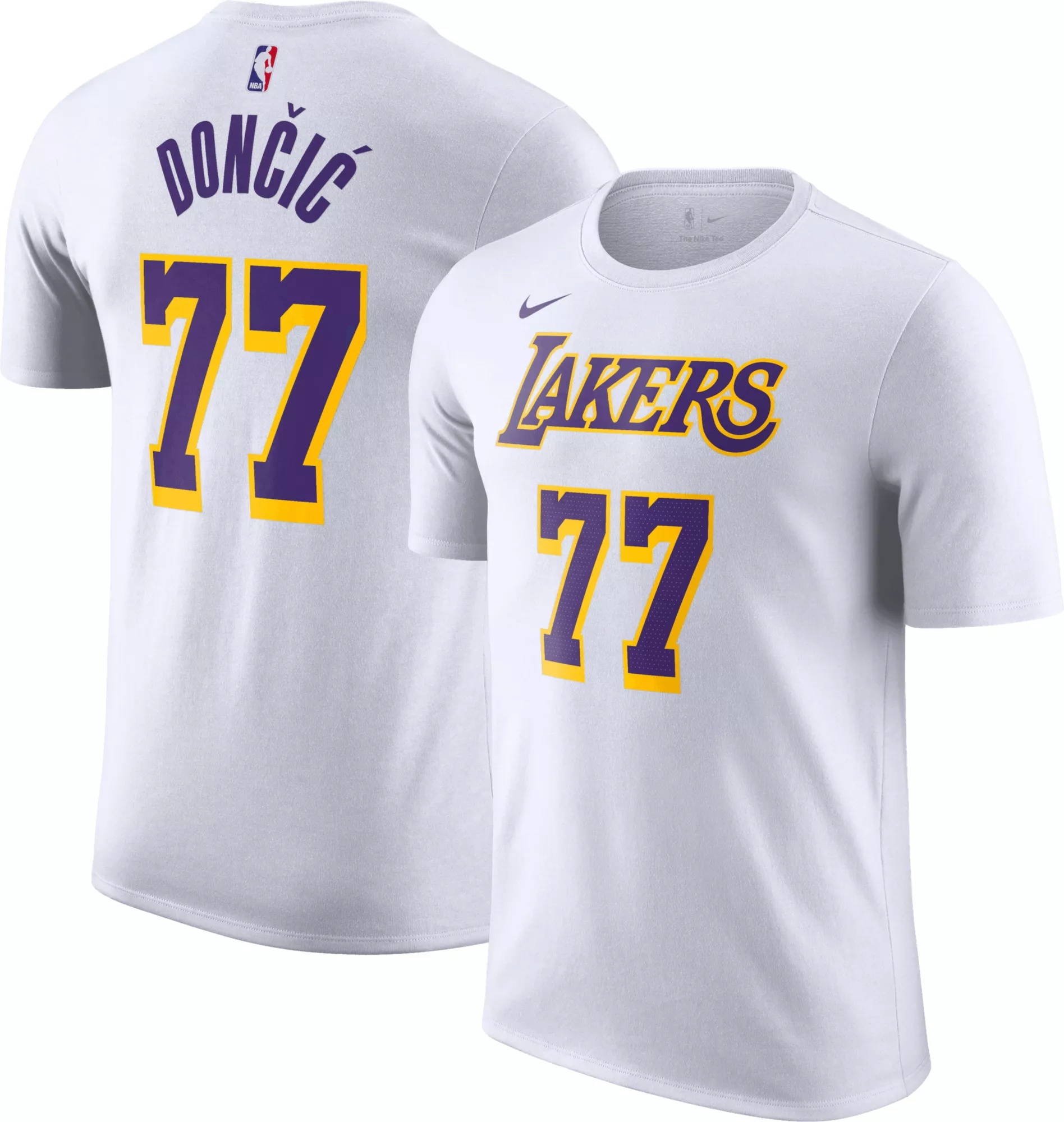 Nike Adult Luka Doncic #77 Los Angeles Lakers Association White T-Shirt - 1
