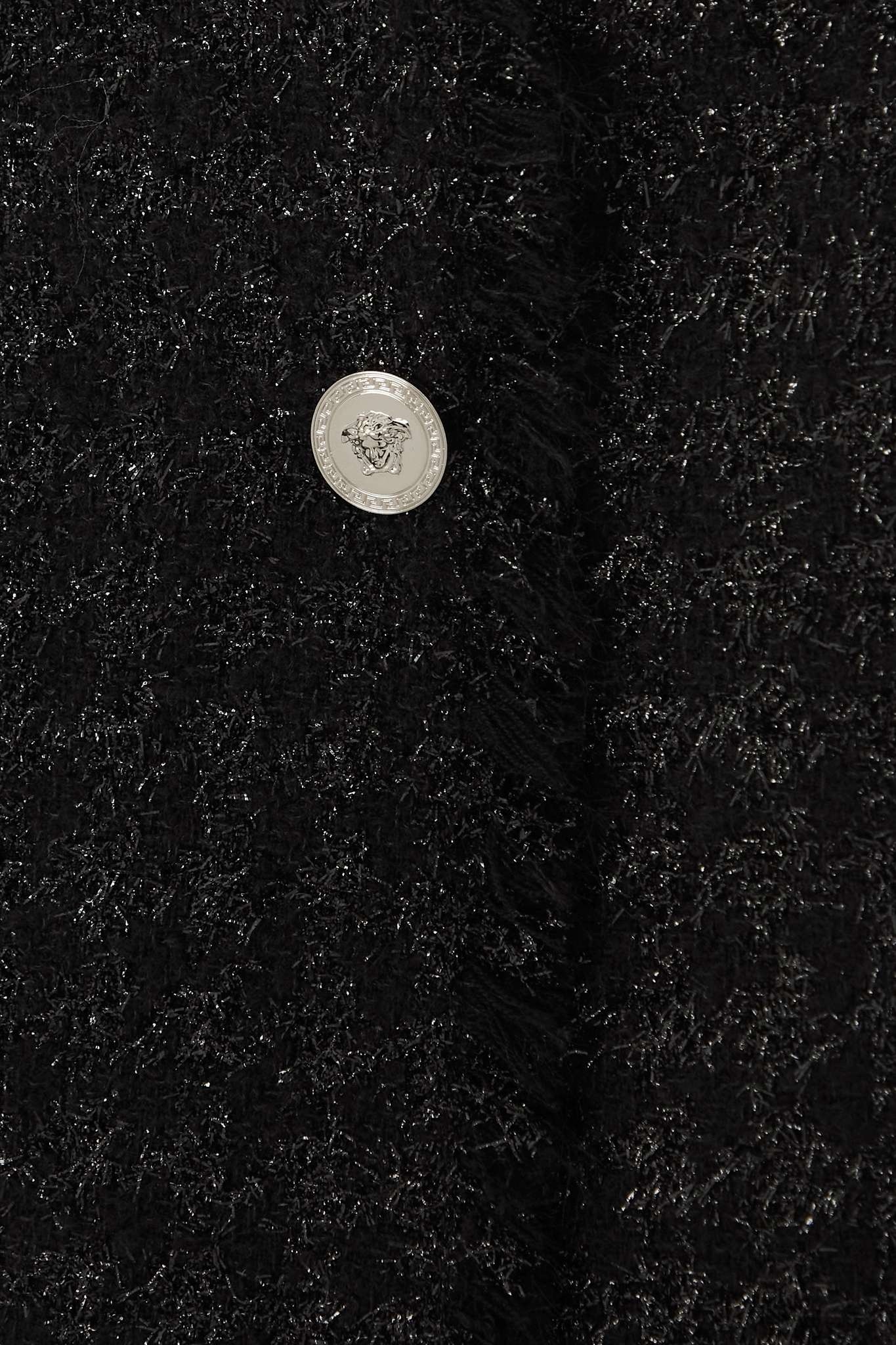 Frayed metallic wool-blend tweed mini wrap skirt - 4
