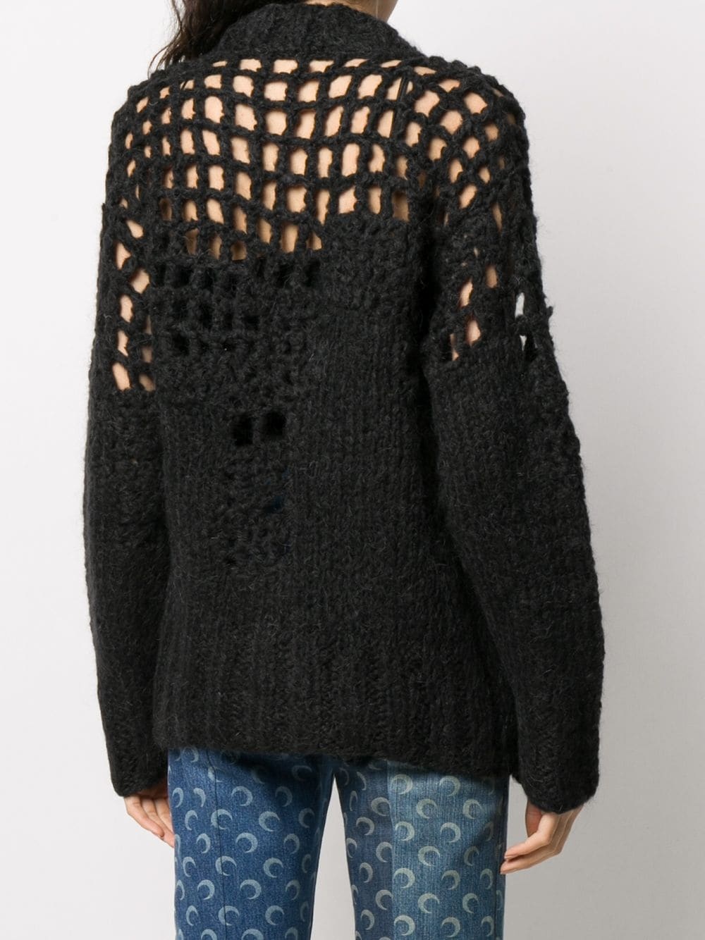 open knit crew neck jumper - 4