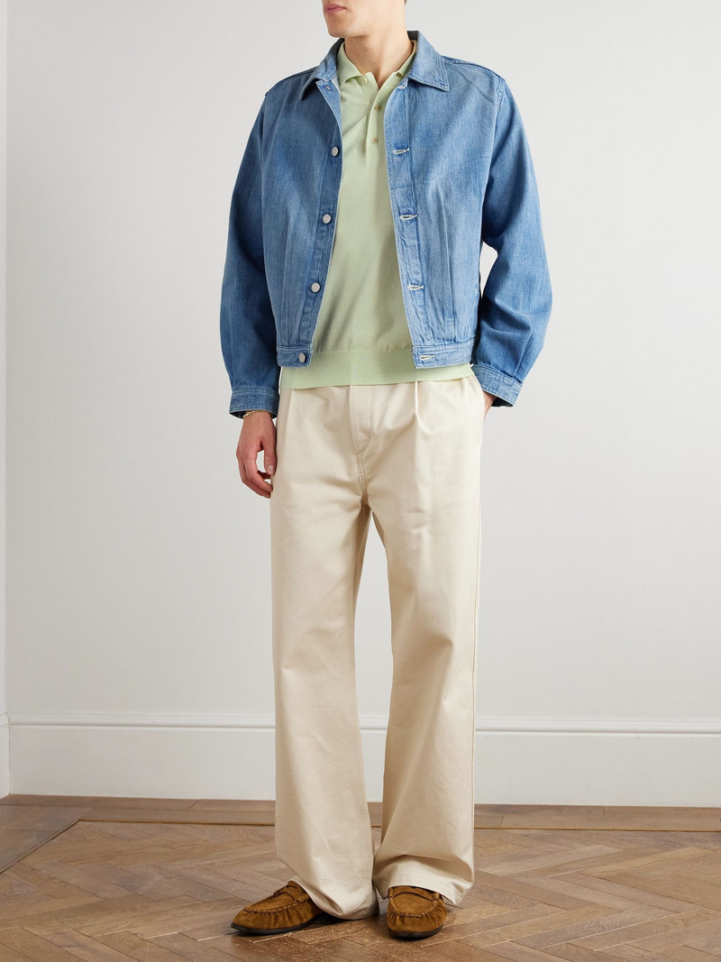 AURALEE Sea Island Cotton Polo Shirt Light green outlook
