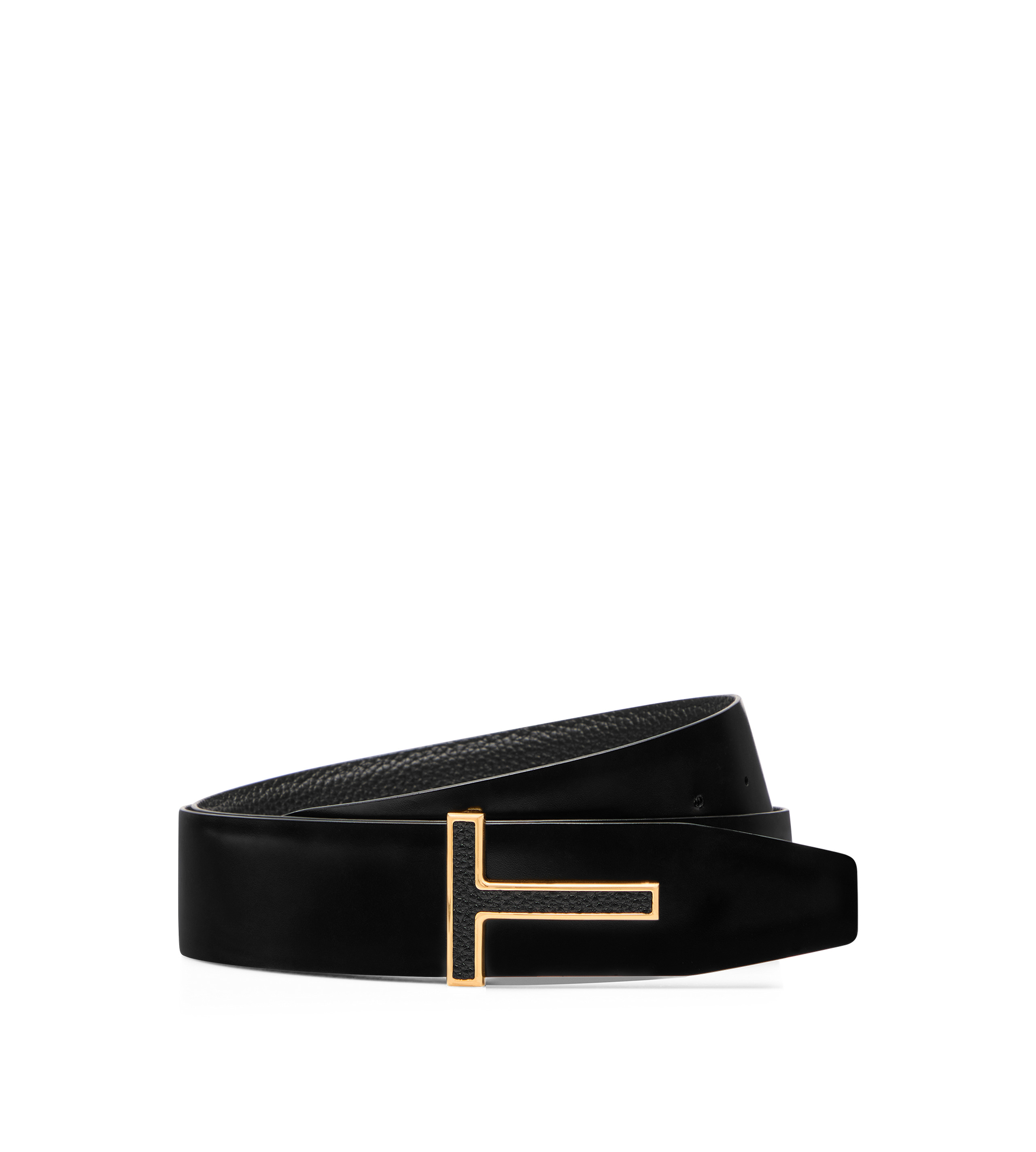 GRAIN LEATHER INSERT BUCKLE T BELT - 3