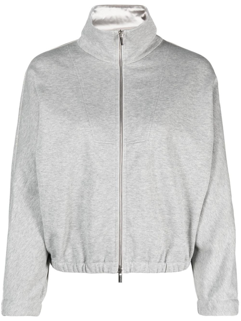 mÃ©lange-effect zip-up fleece sweatshirt 1