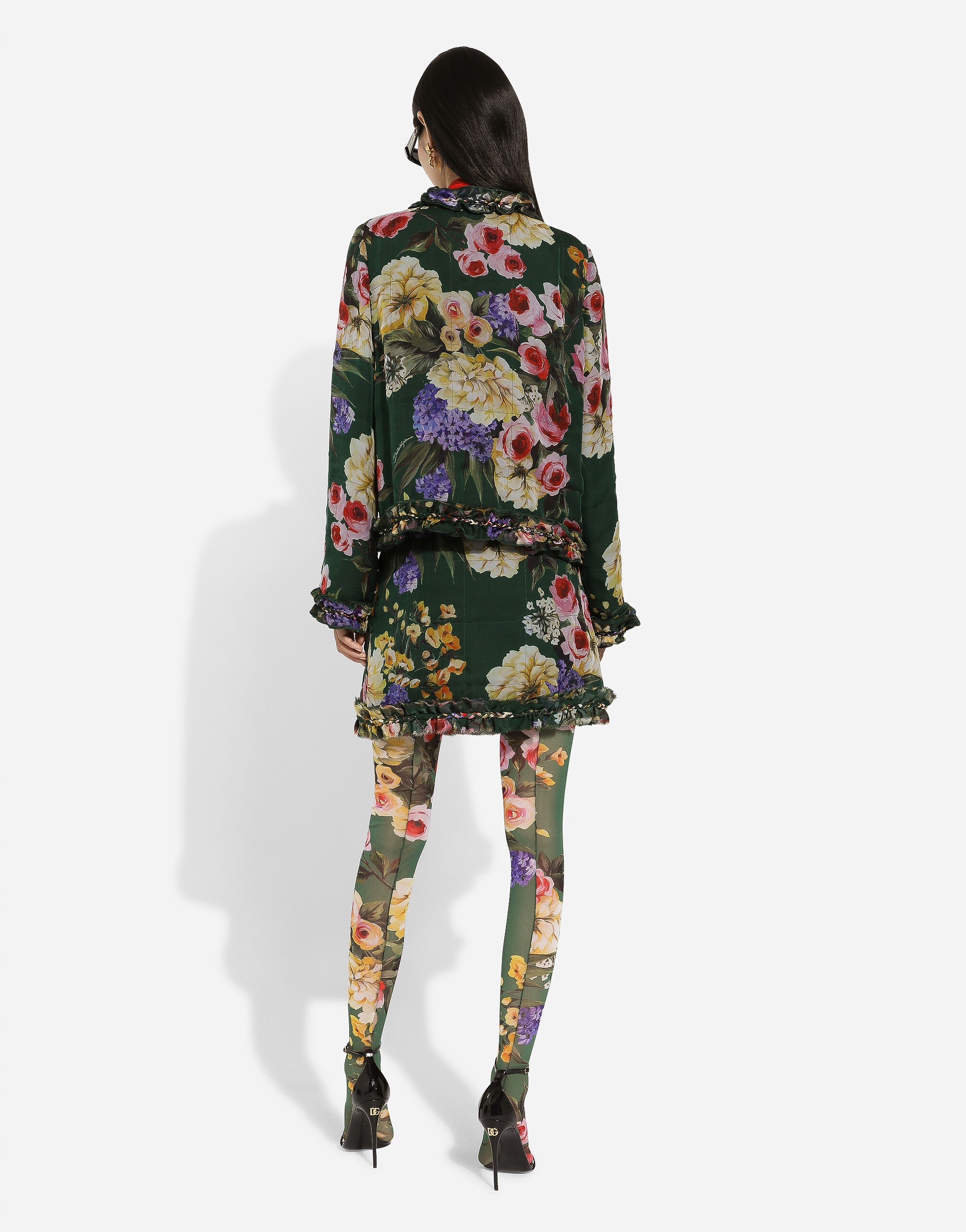 Garden-print chiffon jacket - 3