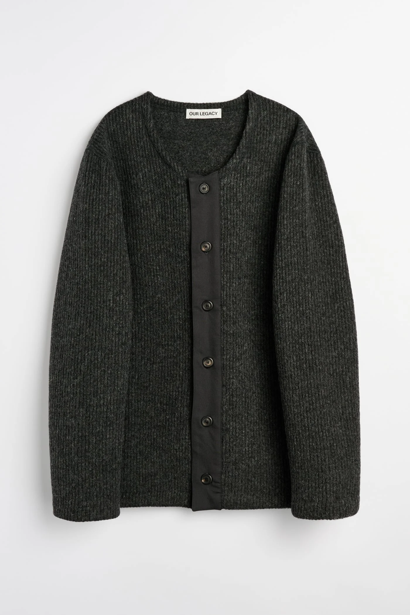 Liner Cardigan Frosted Charcoal Press Wool - 1