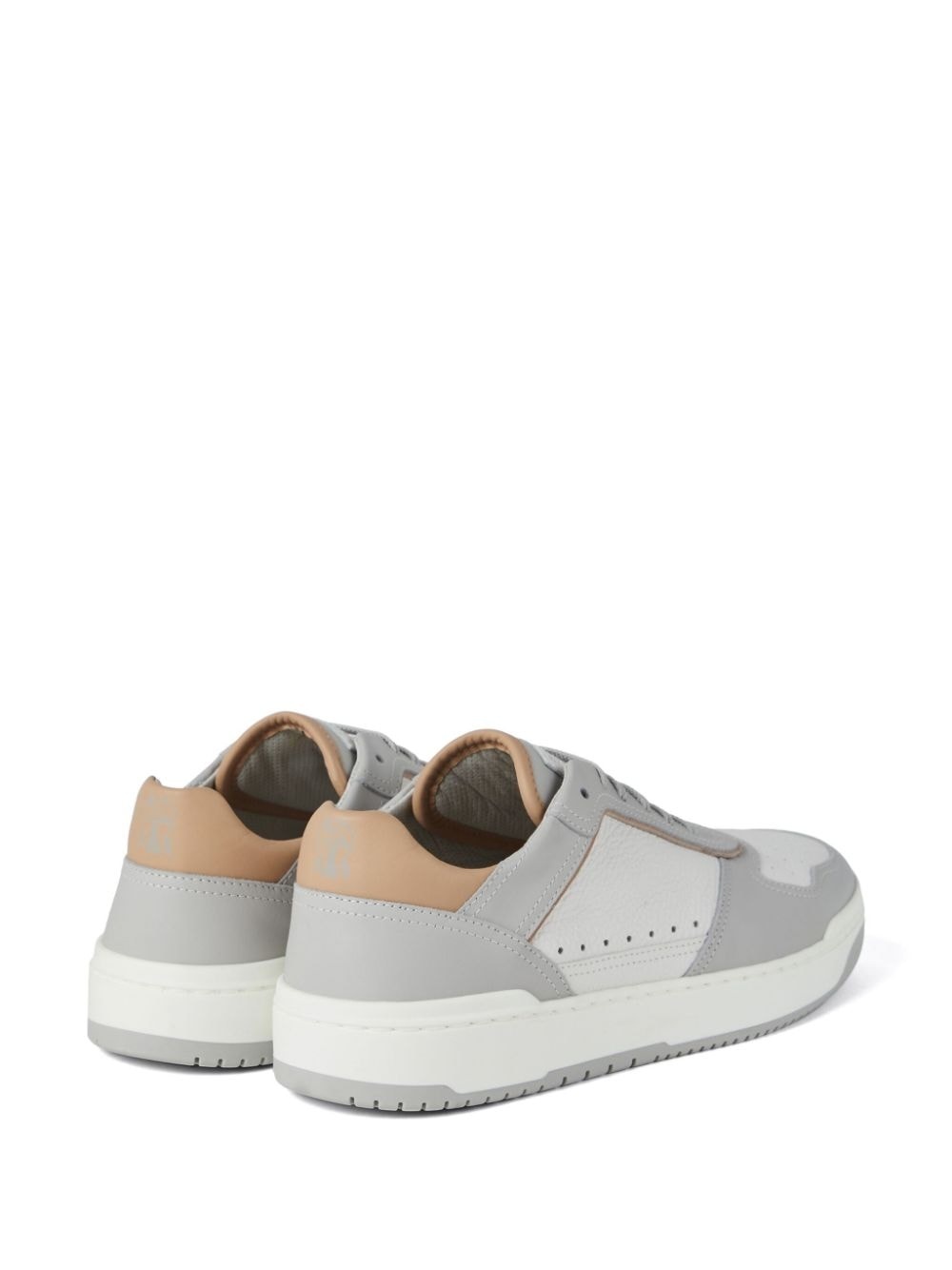 logo-patch leather sneakers - 3