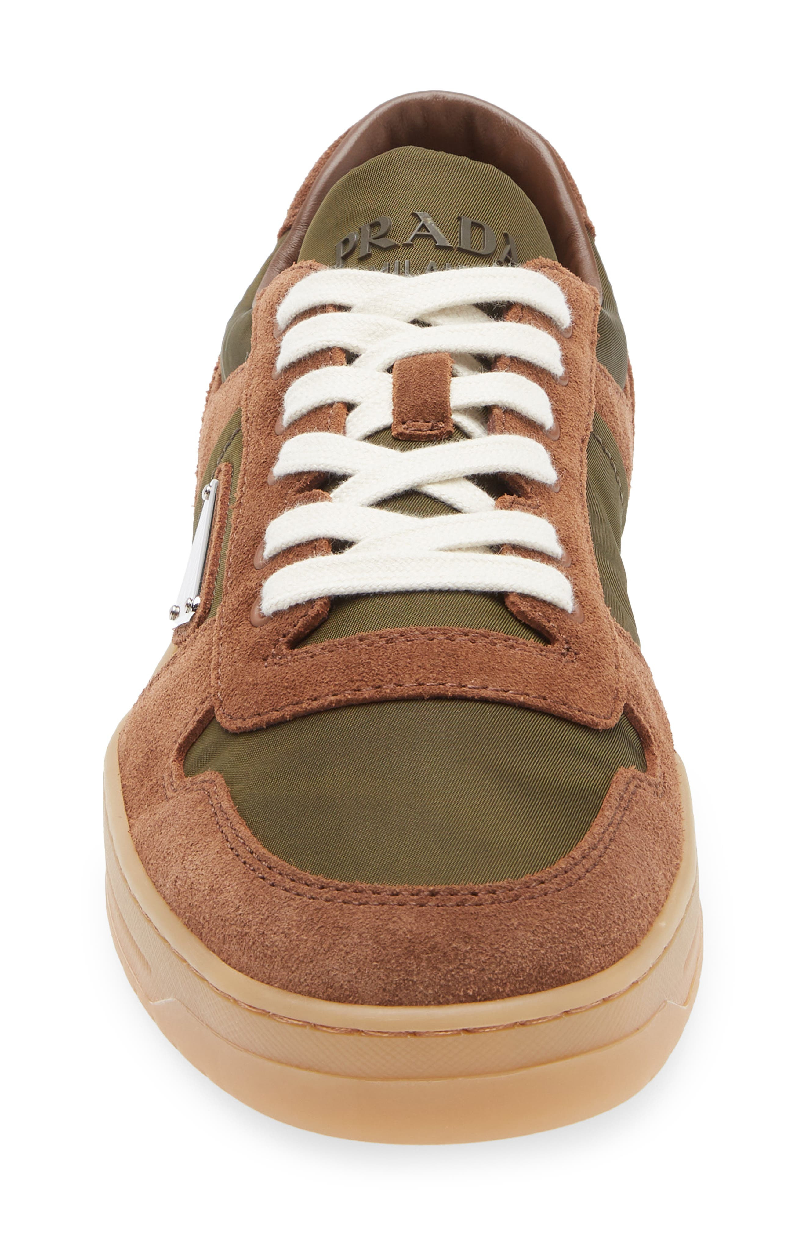 Prada Downtown Logo Low Top Sneaker in Cocoa Brown/Moss Green at Nordstrom - 4
