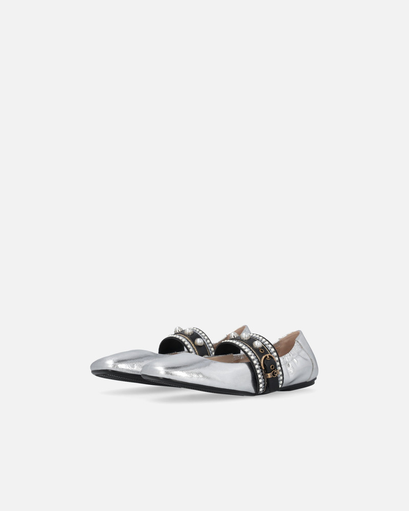 LAMINATED LEATHER BALLERINAS WITH JEWEL BAND 6