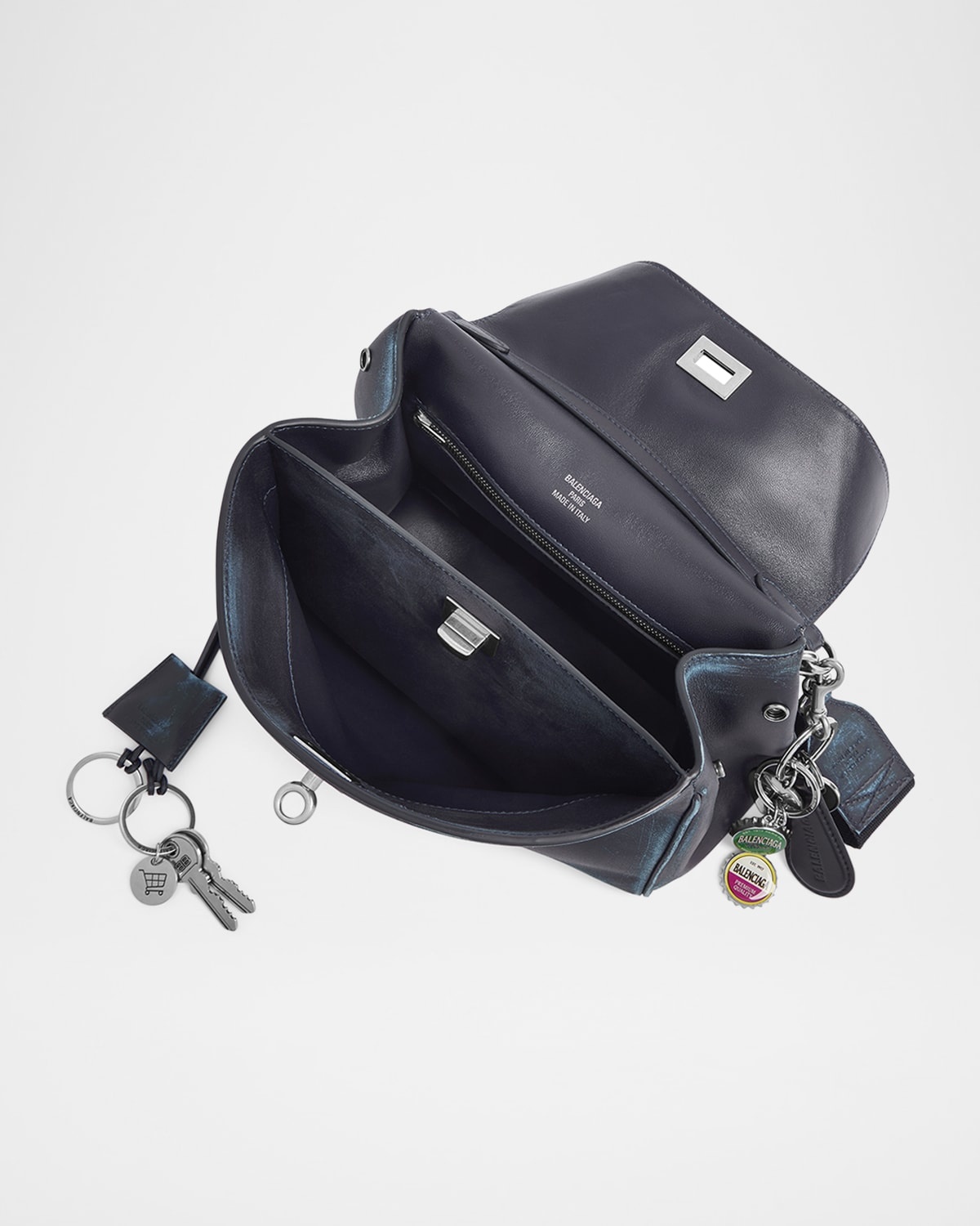 Men's Rodeo Small Calfskin Messenger Bag with Charms - 4