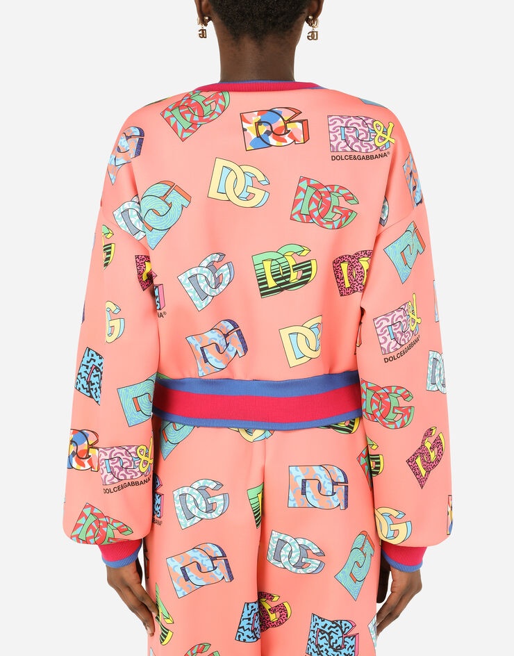 Cropped jersey sweatshirt with DG multi-logo print - 3