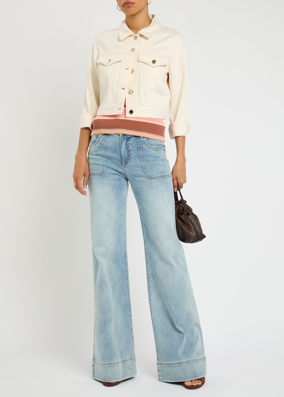 Alice + Olivia Chloe Darted Denim Cropped Jacket - 4