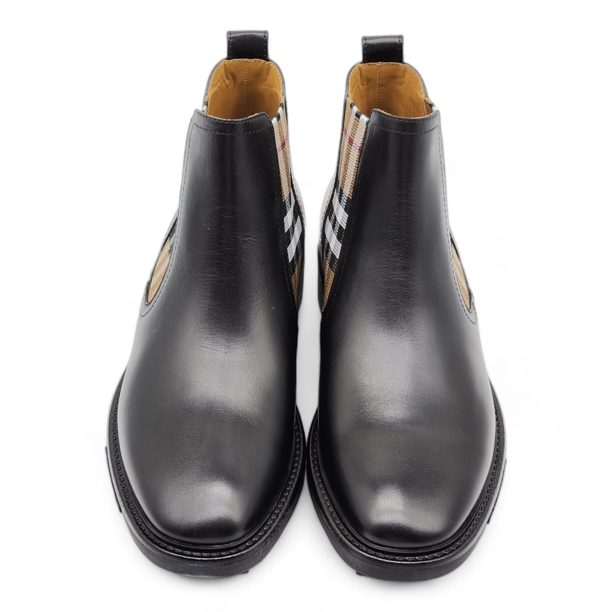 Burberry Vintage Check Detail Leather Chelsea Boots - 4
