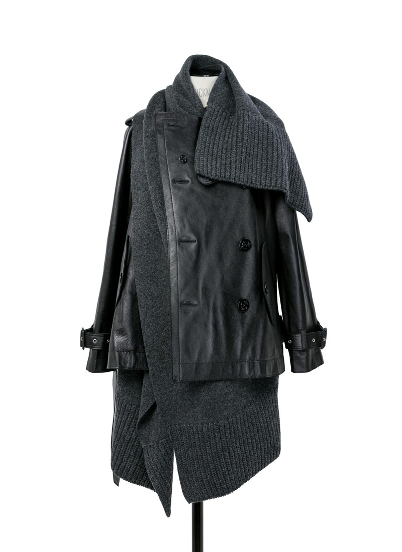Leather x Wool Knit Jacket 1