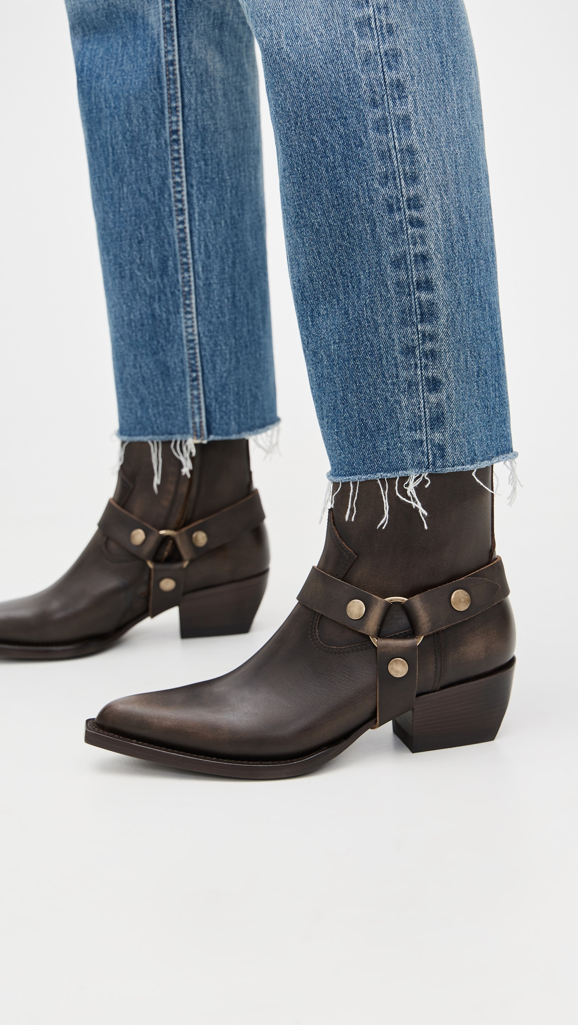 Debbie Distressed Leather Upper with Removable Accessory - 2