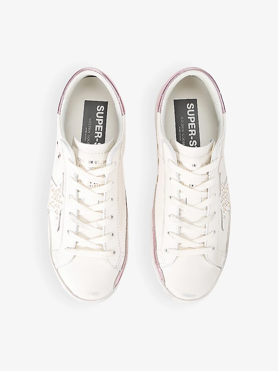 Women's Superstar pearl-embellished leather low-top trainers - 2