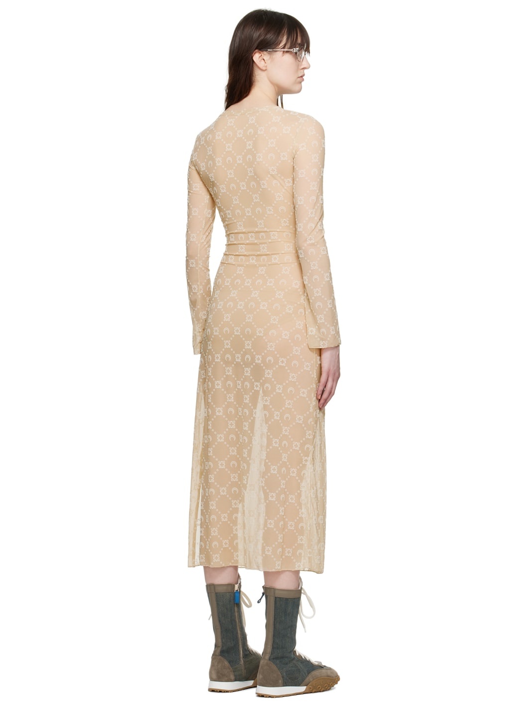 Beige Moonogram Midi Dress - 3