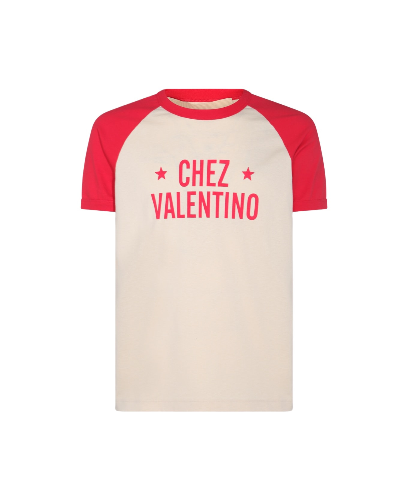 White And Red Cotton T-shirt - 1