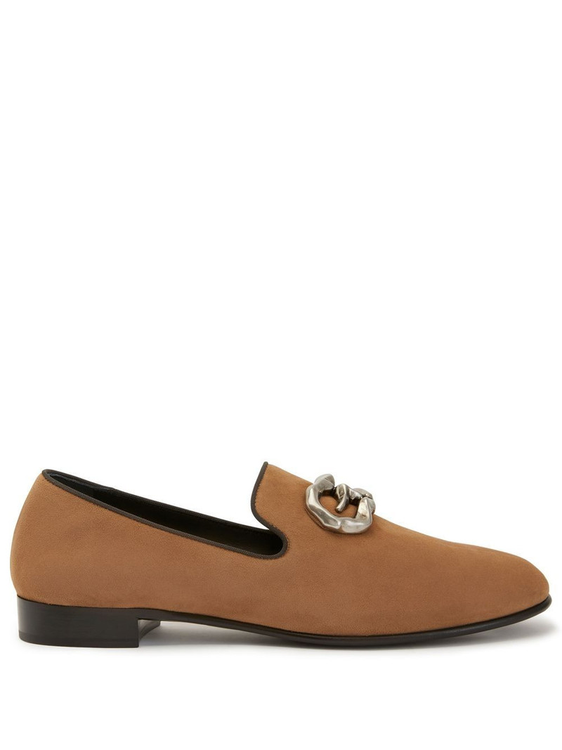 logo-plaque leather loafers 1
