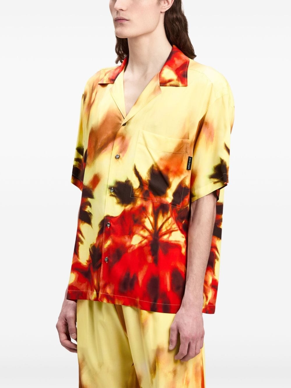 abstract-print notched-collar shirt - 4