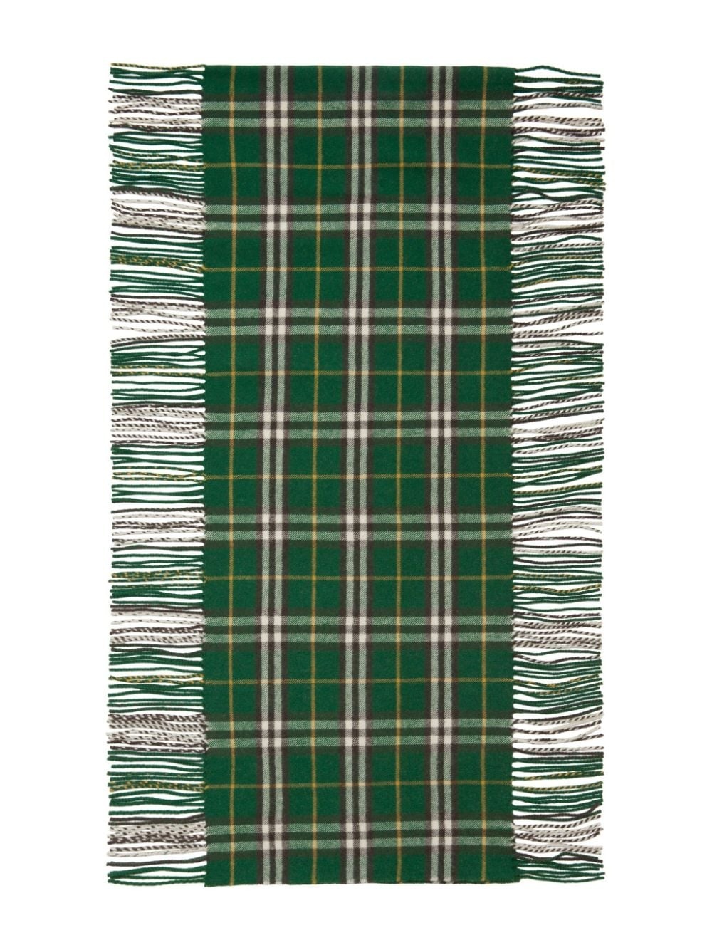 checked cashmere fringed scarf - 3