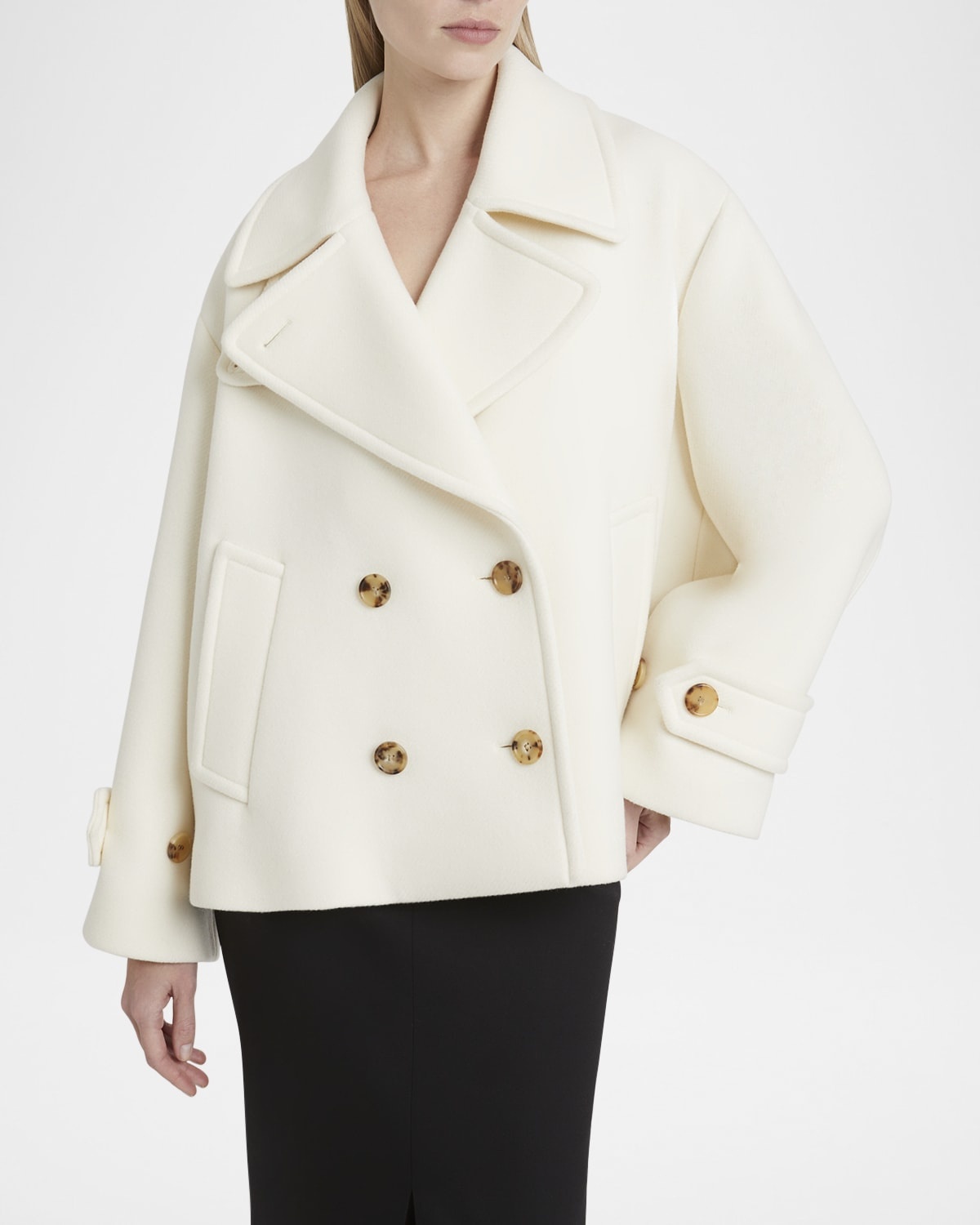 Chloé Double-Breasted Soft Wool Pea Coat | neimanmarcus